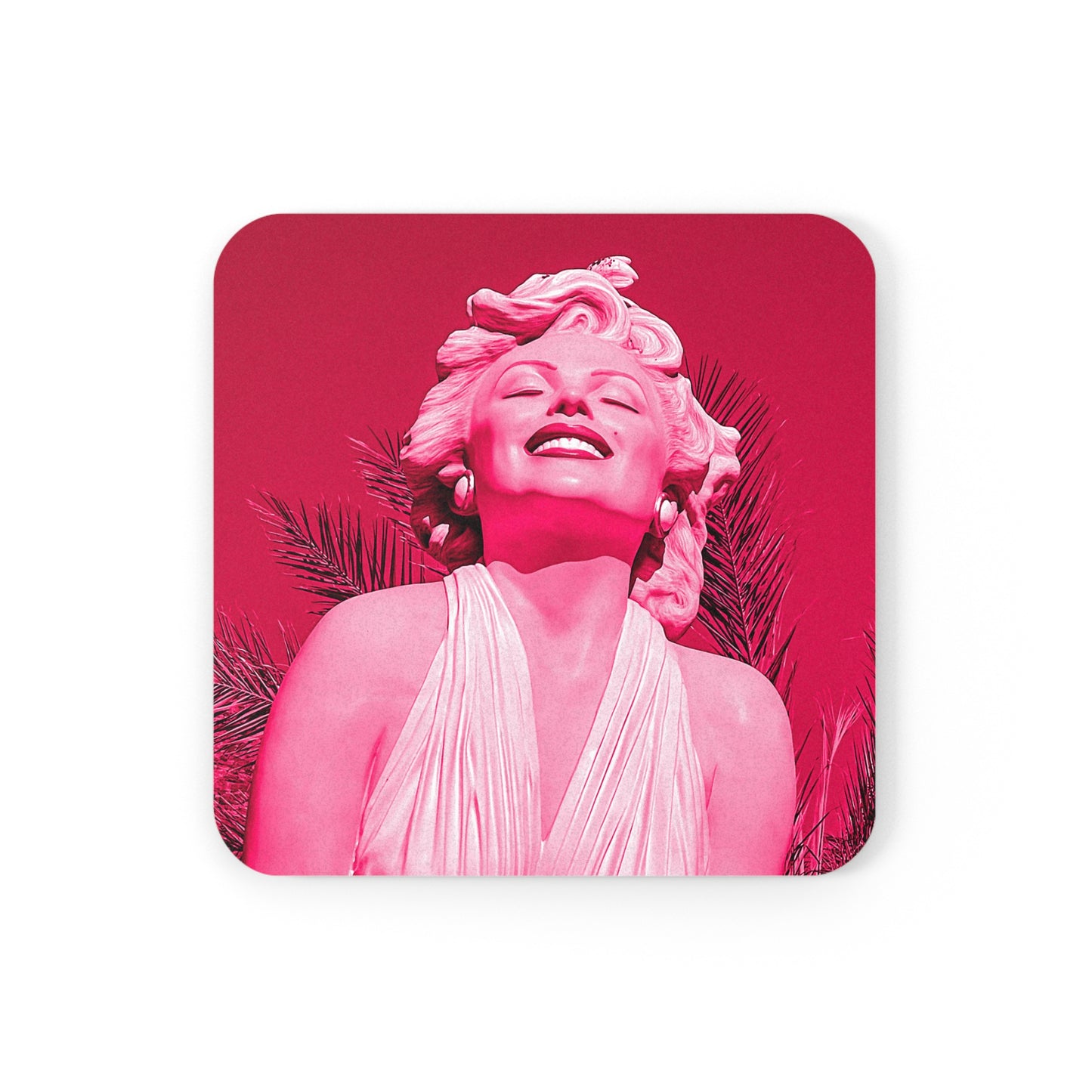 Marilyn Close Up (Red) - Cork Back Coaster