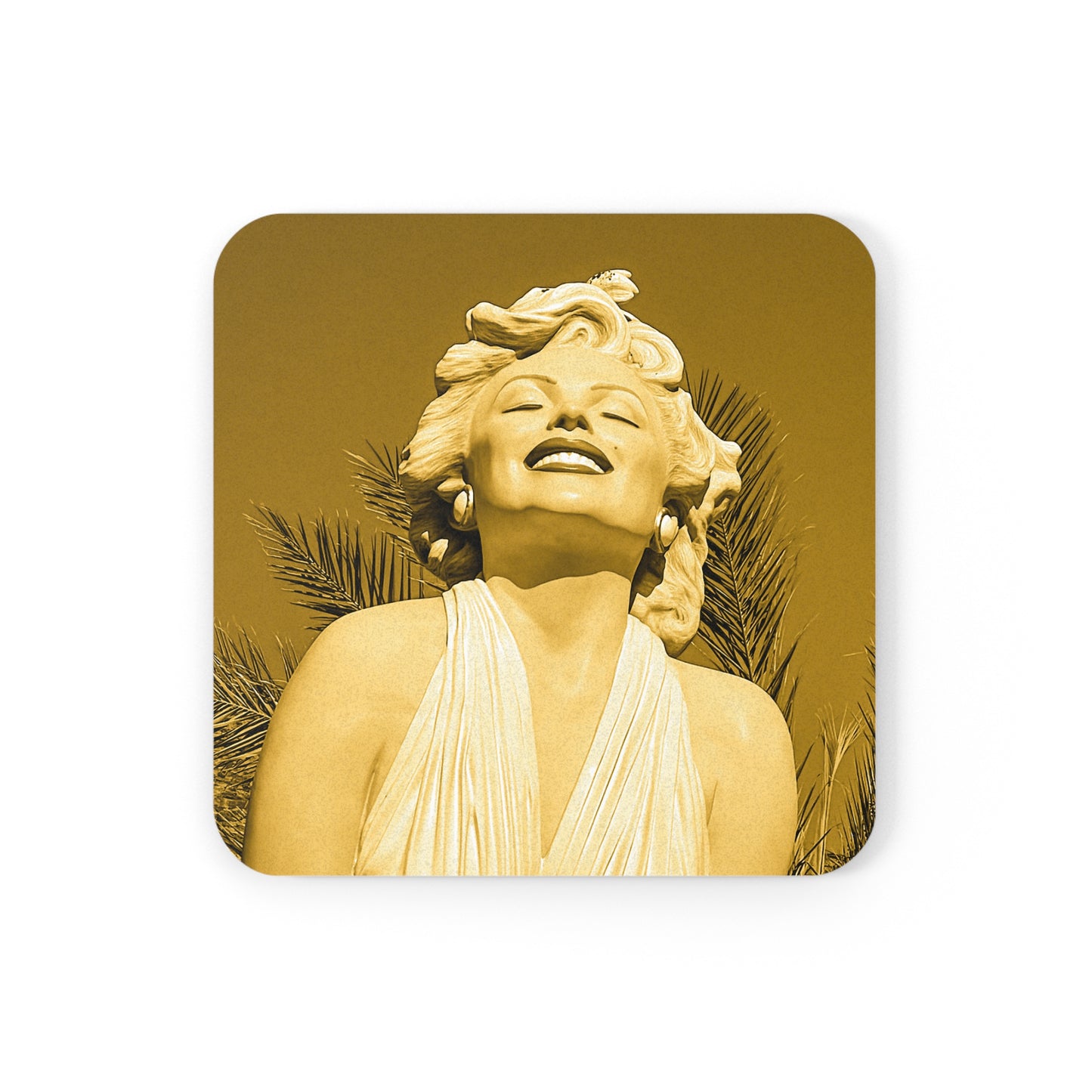 Marilyn Close Up (Yellow) - Cork Back Coaster