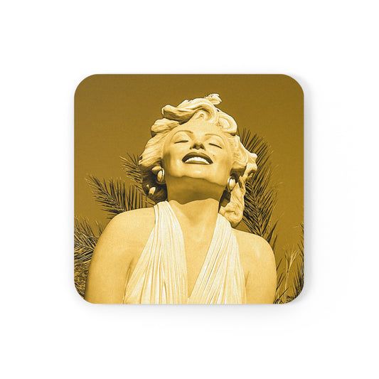 Marilyn Close Up (Yellow) - Cork Back Coaster